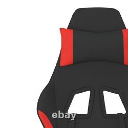 Massage Gaming Chair with Footrest Black and Red Fabric