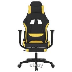 Massage Gaming Chair with Footrest Black and Yellow Fabric