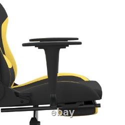 Massage Gaming Chair with Footrest Black and Yellow Fabric