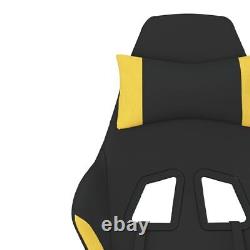 Massage Gaming Chair with Footrest Black and Yellow Fabric