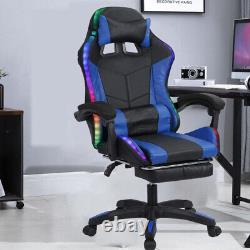 Massage Gaming Chair with Footrest / Lumbar Support RGB Light Adjustable Height