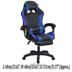 Massage Gaming Chair with Footrest / Lumbar Support RGB Light Adjustable Height