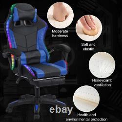 Massage Gaming Chair with Footrest / Lumbar Support RGB Light Adjustable Height