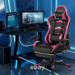 Massage Gaming Chair with Footrest-Pink Color Pink