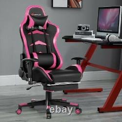 Massage Gaming Chair with Footrest-Pink Color Pink