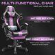 Massage Gaming Chair with Footrest with Lumbar Pillow and Headrest Purple