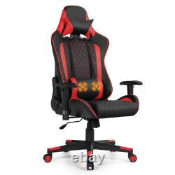 Massage Gaming Chair with Lumbar Support and Headrest