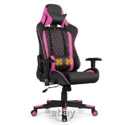 Massage Gaming Chair with Lumbar Support and Headrest