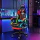 Massage Gaming Office Chair Recliner Racing Swivel Seat RGB LED LightFootrest