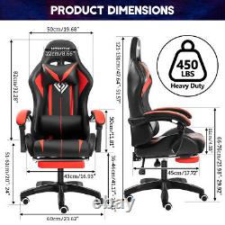 Massage Gaming Office Chair Recliner Racing Swivel Seat RGB LED LightFootrest