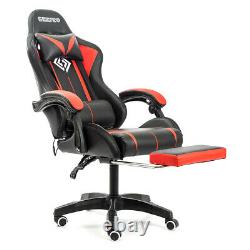 Massage Gaming Office Chair Recliner Racing Swivel Seat RGB LED LightFootrest