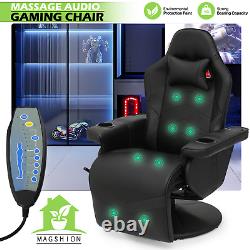 Massage Gaming Racing Chair Reclinable Computer Swivel Seat withBluetooth Speakers