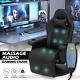 Massage Gaming Racing Chair Reclinable Computer Swivel Seat withBluetooth Speakers