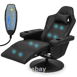 Massage Gaming Racing Chair Reclinable Computer Swivel Seat withBluetooth Speakers