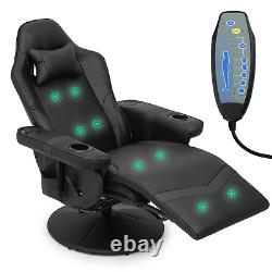 Massage Gaming Racing Chair Reclinable Computer Swivel Seat withBluetooth Speakers