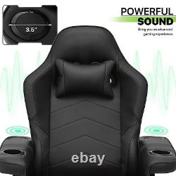 Massage Gaming Racing Chair Reclinable Computer Swivel Seat withBluetooth Speakers