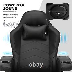 Massage Gaming Racing Chair Reclinable Computer Swivel Seat withBluetooth Speakers