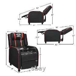 Massage Gaming Recliner Chair Racing Single Lounge Sofa Home Theater Seat Red