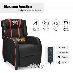 Massage Gaming Recliner Chair Racing Single Lounge Sofa Home Theater Seat Red