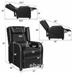 Massage Gaming Recliner Chair Single Living Room Sofa Home Theater Seat Gray