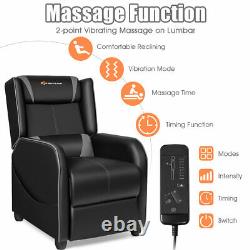 Massage Gaming Recliner Chair Single Living Room Sofa Home Theater Seat Gray