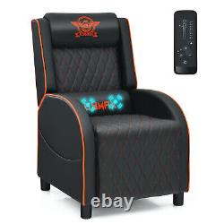 Massage Gaming Recliner Chair with Headrest and Adjustable Backrest for Home