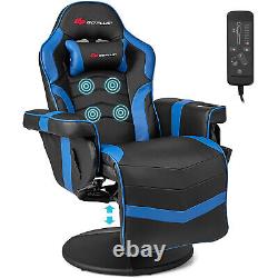 Massage Gaming Recliner Height Adjustable Racing Swivel Chair with Cup Holder