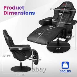 Massage Gaming Recliner Height Adjustable Racing Swivel Chair with Cup Holder