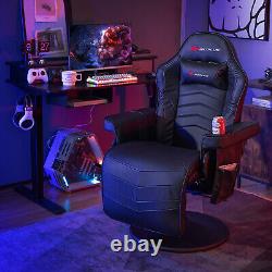 Massage Gaming Recliner Height Adjustable Racing Swivel Chair with Cup Holder