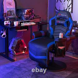 Massage Gaming Recliner Height Adjustable Racing Swivel Chair with Cup Holder