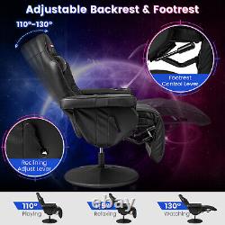 Massage Gaming Recliner Height Adjustable Racing Swivel Chair with Cup Holder