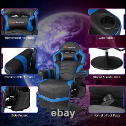 Massage Gaming Recliner Height Adjustable Racing Swivel Chair with Cup Holder