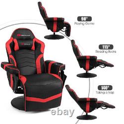 Massage Gaming Recliner Reclining Home Chair Swivel With Cup Holder & Pillow Red