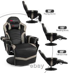 Massage Gaming Recliner Reclining Home Chair Swivel withCup Holder & Pillow Gray