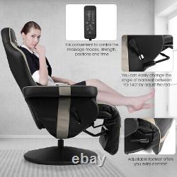 Massage Gaming Recliner Reclining Home Chair Swivel withCup Holder & Pillow Gray