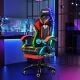 Massage Office Gaming Chair Recliner Racing RGB LED Light Footrest