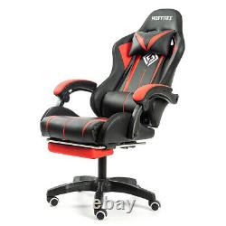 Massage Office Gaming Chair Recliner Racing RGB LED Light Footrest