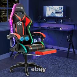 Massage Office Gaming Chair Recliner Racing RGB LED Light Footrest