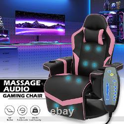 Massage Racing Chair BLUETOOTH SPEAKER Ergonomic Recliner Computer Gaming Seat