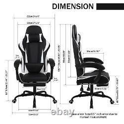 Massage Video Game Chair Ergonomic Racing Computer Chair Footrest Recliner White