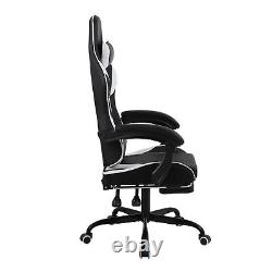 Massage Video Game Chair Ergonomic Racing Computer Chair Footrest Recliner White