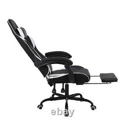 Massage Video Game Chair Ergonomic Racing Computer Chair Footrest Recliner White