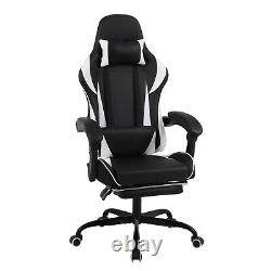 Massage Video Game Chair Ergonomic Racing Computer Chair Footrest Recliner White