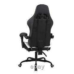 Massage Video Game Chair Ergonomic Racing Computer Chair Footrest Recliner White