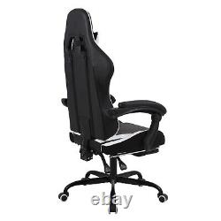 Massage Video Game Chair Ergonomic Racing Computer Chair Footrest Recliner White