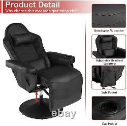 Massage Video Gaming Recliner Chair Backres Seat Height Adjustment Office Chair