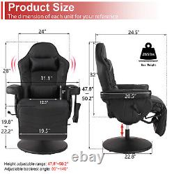 Massage Video Gaming Recliner Chair Backres Seat Height Adjustment Office Chair