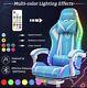 New bluetooth Speaker Gaming Chair Massage Office W Light Set And Remote Blue