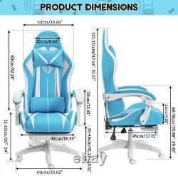 New bluetooth Speaker Gaming Chair Massage Office W Light Set And Remote Blue