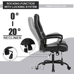 PC Gaming Chair Massage Office Chair Ergonomic Desk Chair Adjustable PU Black